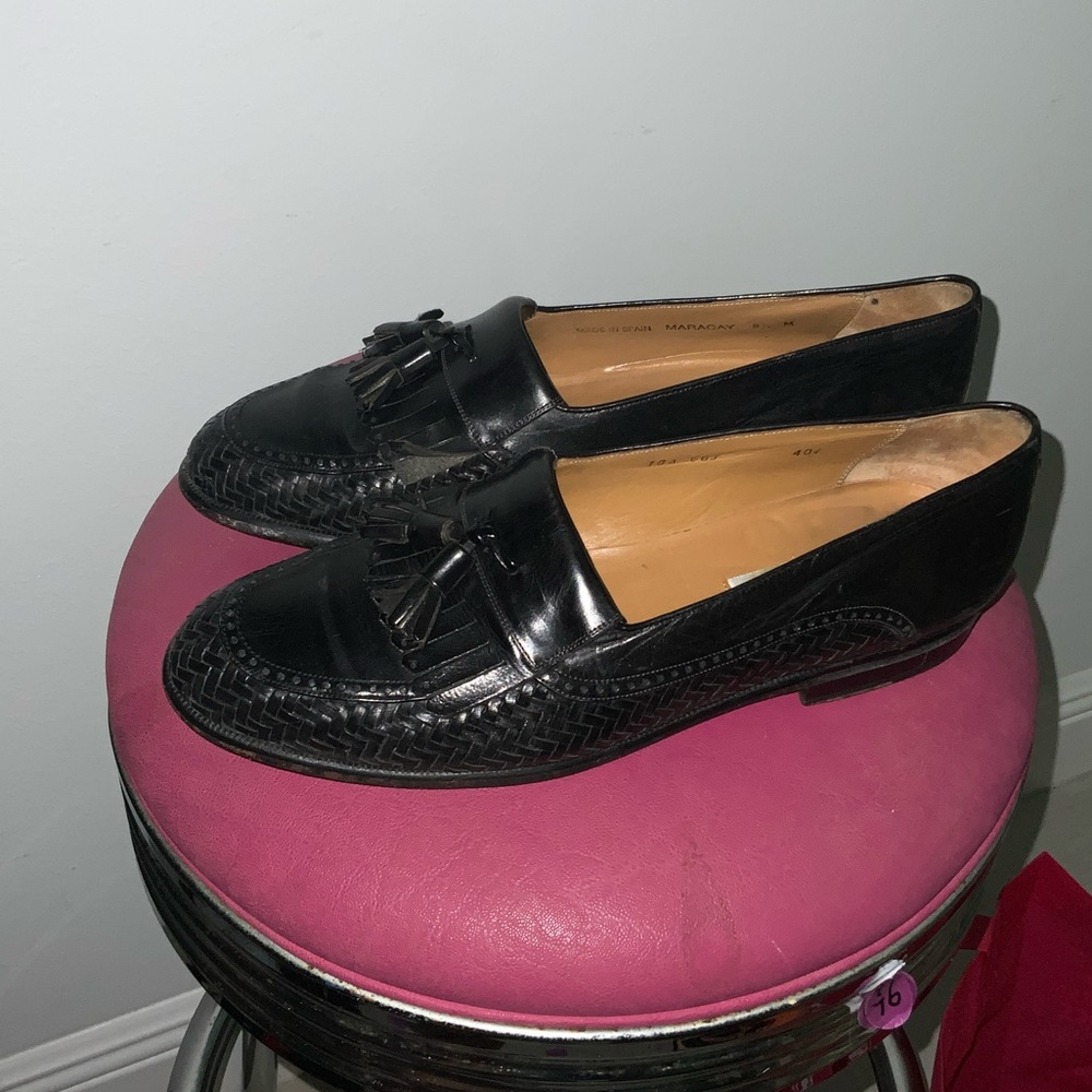 Black Leather Loafers with Tassels